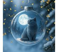 MUMQAQ Collection d'ornements de Noël en verre en forme de chat mignon, boule de Noël, décoration d'animaux 3D vivants, pour les amateurs de chats, pièce maîtresse de fête, décoration d'intérieur