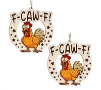 MUMQAQ F-Caw-F Lot de 2 décorations de Noël amusantes en forme de poulet, animaux de la ferme hilarantes, uniques pour les amateurs de poulets, adultes, femmes, décorations de Noël de ferme à