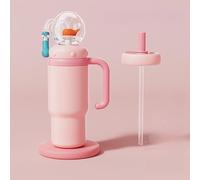 MUMQAQ Gobelet fontaine baleine en acier inoxydable de 700 ml avec poignée - Deux couvercles, anti-déversement, passe au lave-vaisselle, mignon et parfait pour les enfants, les adolescents et les