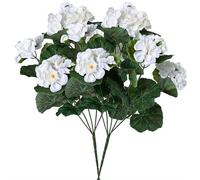 MUMQAQ Lot de 2 fleurs de géranium artificielles pour l'extérieur, géraniums de soie, géraniums rouges, fausses fleurs pour maison, cuisine, table, centre de table, décoration