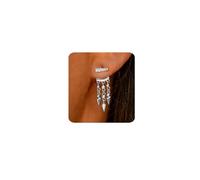 MUMREUES Boucles d'Oreilles Cercles pour Femme Plaqué Argent 14K Boucles d'Oreilles Chaîne avec Franges en Zircon Minimalistes Légères Boucles d Oreilles pour Femmes Cadeau pour Elle