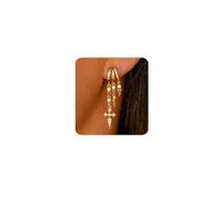 MUMREUES Boucles d'Oreilles Cercles pour Femme Plaqué Or 14K Boucles d'Oreilles Chaîne avec Franges en Zircon Minimalistes Légères Boucles d Oreilles pour Femmes Cadeau pour Elle