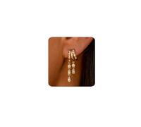 MUMREUES Boucles d'oreilles pendantes tendance pour femme en plaqué or 14 carats avec oxyde de zirconium - Simples et minimalistes - Boucles d'oreilles délicates - Chaîne de déclaration - Boucles