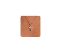 MUMREUES Collier Femme en Or pour Collier Plaqué Or 14K Collier Croix Chretienne Pendentif en Zircon Longueur Ajustable Hypoallergénique Bijoux Cadeaux pour Femmes