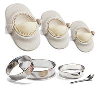 MUMSUNG Ensemble de moules à raviolis avec emporte-pièce, ensemble de moules à raviolis pour Pierogi, Pastelitos, Calzone, Turnovers, Dumpling chinois, blanc, 3 tailles (10,2 cm + 7,6 cm + 6,6 cm)