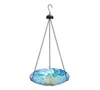 MUMTOP Bain d'oiseaux en Verre à Suspendre 28 cm en Forme de Paon pour décoration de Jardin et Cour