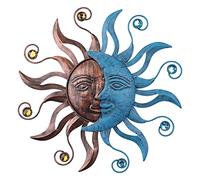 MUMTOP Décoration Murale en métal de 34 cm en Forme de Soleil et de Lune - Sculpture Murale inspirante à Suspendre pour intérieur ou extérieur - pour Salon, Bureau, Cour, Jardin