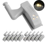 Mumusuki 10 Pièces Charnière LED Capteur Lumière Charnière Lumières pour Armoires Charnière Lumières WarmCool Blanc Universel Armoire Placard Placard Armoire LED Charnière Lumière pour