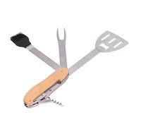 Mumusuki 5 en 1 1 Multifonction Pliable Portable Spatula Brush Fork Overner en Acier Inoxydable Combo Combo, Outils de Grill Pliables et Portables