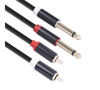 Mumusuki Câble Audio Stéréo 1/4 TS avec Connecteurs en Alliage d'aluminium et en Cuivre pour Mélangeur et Amplificateur, Fil PVC Flexible de 4,92 Pieds