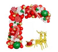 Mumusuki Kit d' de Guirlande de Ballons de Noël, Décorations de Noël en Latex avec Ballons Métalliques Dorés, Verts, Rouges, Blancs, pour Fêtes, Anniversaires, événements pour Enfants