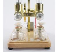 Mumusuki Kit de Moteur Stirling, Modèle en Alliage de Zinc et en Acier Inoxydable avec Lumière LED, Moteur éducatif à Double Cylindre pour l'expérimentation et l'enseignement de la Physique (#5G)