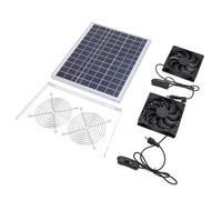 Mumusuki Kit de Ventilateur Solaire 15 W 18 V, Panneau Solaire ABS en Silicium Monocristallin étanche avec 2 Supports de Ventilateurs D'extraction et 2 Capots de Protection pour Serre,