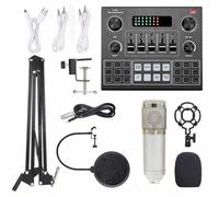 Mumusuki Kit Multifonctionnel de Carte Son et de Microphone en Direct, Ensemble de Microphones à Condensateur Haute sensibilité avec Puce Audio DSP pour Le Streaming et l'enregistrement en Ligne