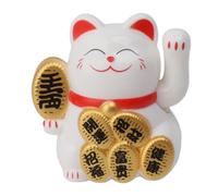 Mumusuki Lucky Cat Waving Arm Set, Solar Powered Cute Waving Cat Maneki Neko Waving Arm for Fortune Money and Good Luck Solar Fortune Cat Statue Décorations pour Décorer la Réception (Blanc)