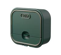 Mumusuki Porte-Savon, Porte-Savon Auto-videur avec Couvercle Plateau de Boîte à Savon Drainant Mural Non perforé pour évier de Baignoire de Salle de Bain (Vert foncé)