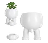 Mumusuki Pot de Plante Pipi, Simulation en Céramique Innovante Petit Homme Pipi Pot de Jardinière Succulente Pot de Fleur Décoratif pour Bureau à Domicile (White)