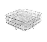 Mumusuki Racks de Friteuse à Air carré à 3 Couches, 3 Supports de Déshydrator Empilables 304 Racks de Grill en Acier Inoxydable pour les Frites