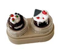 Mumuve Boîte à lentilles avec couvercle à cupcakes avec tiroirs et kits d'outils de port pour lentilles de contact pour une gestion sûre des lentilles, Couleur lait