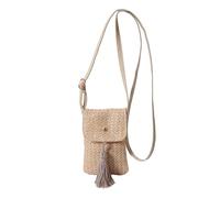 Mumuve Petit sac à bandoulière en paille tissée avec glands et bandoulière réglable pour femme, kaki, As shown in the picture (1-3cm error)