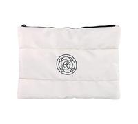 Mumuve Pochette de maquillage élégante à motif de fleur de camélia pour femme - Matelassée - Grande capacité, blanc, As shown in the picture (1-3cm error)