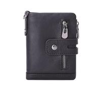 Mumuve Portefeuille compact pour homme avec poche zippée pour pièces de monnaie - Convient pour le travail et les loisirs, Noir , 9cm*12cm*3cm (error 1-3cm)
