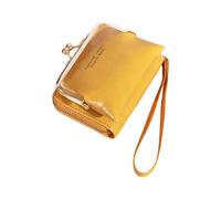 Mumuve Portefeuille multi-fentes en polyuréthane pour cartes de crédit pour femme et fille avec dragonne, pièce de monnaie 2023, jaune, Size: Approx. 11x12cm/4.33x4.72in