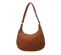 Mumuve Sac à bandoulière esthétique en toile de couleur unie de grande capacité avec fermeture éclair et sangle réglable, marron, As shown in the picture (1-3cm error)