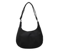 Mumuve Sac à bandoulière esthétique en toile de couleur unie de grande capacité avec fermeture éclair et sangle réglable, Noir , As shown in the picture (1-3cm error)