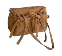 Mumuve Sac à bandoulière tendance en nylon pour femme avec nœud papillon, grande capacité, décontracté, poignée supérieure, sac à main, marron, As shown in the picture (1-3cm error)