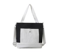 Mumuve Sac à bandoulière tendance en toile de grande capacité pour le travail, noir/blanc, As shown in the picture (error 1-3cm)