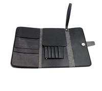 Mumuve Sac à ciseaux pliable en cuir synthétique pour barbier, Noir , 9.75x5.46in