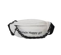 Mumuve Sac banane en tissu Oxford, sac à main, grand sac de ceinture pour téléphone, sac à bandoulière pour femme, sac à bandoulière coréenne, blanc, Size: Approx. 33x8.5x15cm/12.99x3.35x5.91in