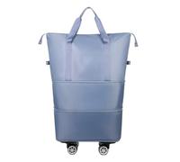 Mumuve Sac de voyage pliable de grande capacité avec roues détachables, imperméable, extensible, sac à roulettes pour le sport, bleu, (1-3cm)