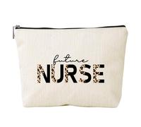 Mumuve Trousse de maquillage imprimée avec lettres inspirantes pour femme, imitation lin, sac à main de voyage, Ymhzb3345, As shown in the picture (error 1-3cm)