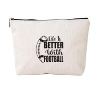 Mumuve Trousse de maquillage imprimée avec lettres inspirantes pour femme, imitation lin, sac à main de voyage, Ymhzb3371, As shown in the picture (error 1-3cm)