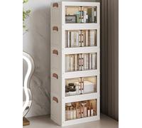 MUMUXIAO Bacs de rangement empilables avec couvercles, bacs de rangement pliables avec roues et porte, organiseurs de placard en plastique pliables pour chambre à coucher, dortoir, garage (39,5 x 25 x