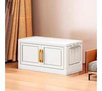 MUMUXIAO Bacs de rangement empilables en plastique avec couvercles, armoire de rangement pliable avec portes et roues, conteneur de placard pliable pour salon, bureau, dortoir (blanc, 1)