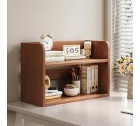 MUMUXIAO Bibliothèque cube en bois à 2 niveaux - Étagère ouverte pour petit espace - Meuble de rangement autonome pour chambre à coucher, salon, bureau (noyer foncé, 50 x 20 x 40 cm)