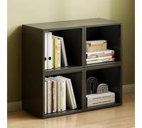 MUMUXIAO Bibliothèque étroite empilable avec porte, armoire de rangement cube pour DVD, bibliothèque noire pour petits espaces, bacs en bois pour la maison et le bureau (noir sans porte, 4)