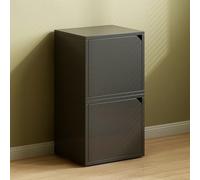 MUMUXIAO Bibliothèque étroite empilable avec porte, armoire de rangement cubique pour DVD - Armoire de rangement pour petits espaces - Bacs en bois pour la maison et le bureau (noir avec porte, 2)