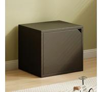 MUMUXIAO Bibliothèque étroite empilable avec porte, armoire de rangement cubique pour DVD - Étagère de rangement pour petits espaces - Bacs en bois pour la maison et le bureau (noir avec porte, 1)