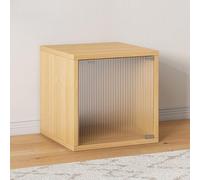 MUMUXIAO Cube de rangement magique empilable pour la maison, livres, vêtements, jouets, bibliothèque modulaire et réglable avec porte en acrylique, petite bibliothèque (naturel, 1 niveau)