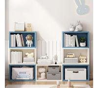 MUMUXIAO Grande bibliothèque cube universelle empilable en bois, rangement bas et présentoir pour la maison, le bureau, le salon (style H)