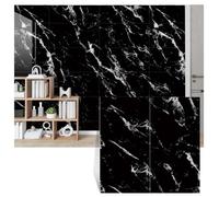 MUMUXIAO Lot de 10 panneaux muraux imperméables en PVC pour dosseret de métro - 60 x 30 cm - Papier peint autocollant pour cuisine et salle de bain (noir)