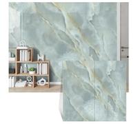 MUMUXIAO Lot de 10 panneaux muraux imperméables en PVC pour dosseret de métro - 60 x 30 cm - Papier peint autocollant pour cuisine et salle de bain (cyan)