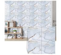 MUMUXIAO Lot de 10 panneaux muraux imperméables en PVC pour dosseret de métro - 60 x 30 cm - Papier peint autocollant pour cuisine et salle de bain (bleu)