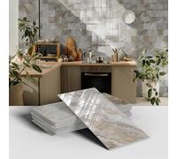 MUMUXIAO Lot de 16 papiers peints autocollants 3D imperméables en PVC pour cuisine et salle de bains - 10 x 20 cm (blanc 4)