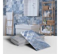 MUMUXIAO Lot de 16 papiers peints autocollants 3D imperméables en PVC pour cuisine et salle de bains - 10 x 20 cm (bleu 2)