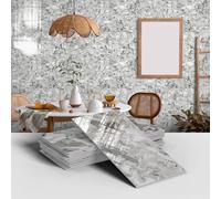 MUMUXIAO Lot de 16 papiers peints imperméables 3D en PVC à décoller et à coller pour dosseret mural de cuisine, salle de bains (10 x 20 cm, gris1)